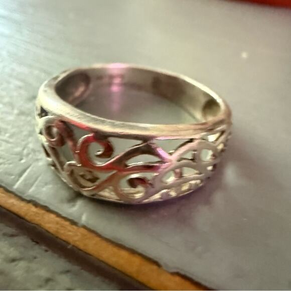 NF 925 Sterling Silver Scroll Ring Size 8.5 - Picture 2 of 13